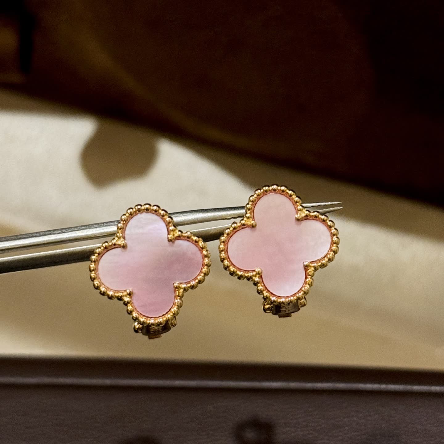 Van Cleef & Arpels Alhambra Pink Gold Earrings